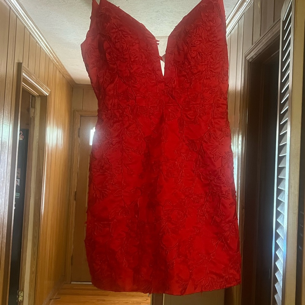 Elegant Red Floral Dress